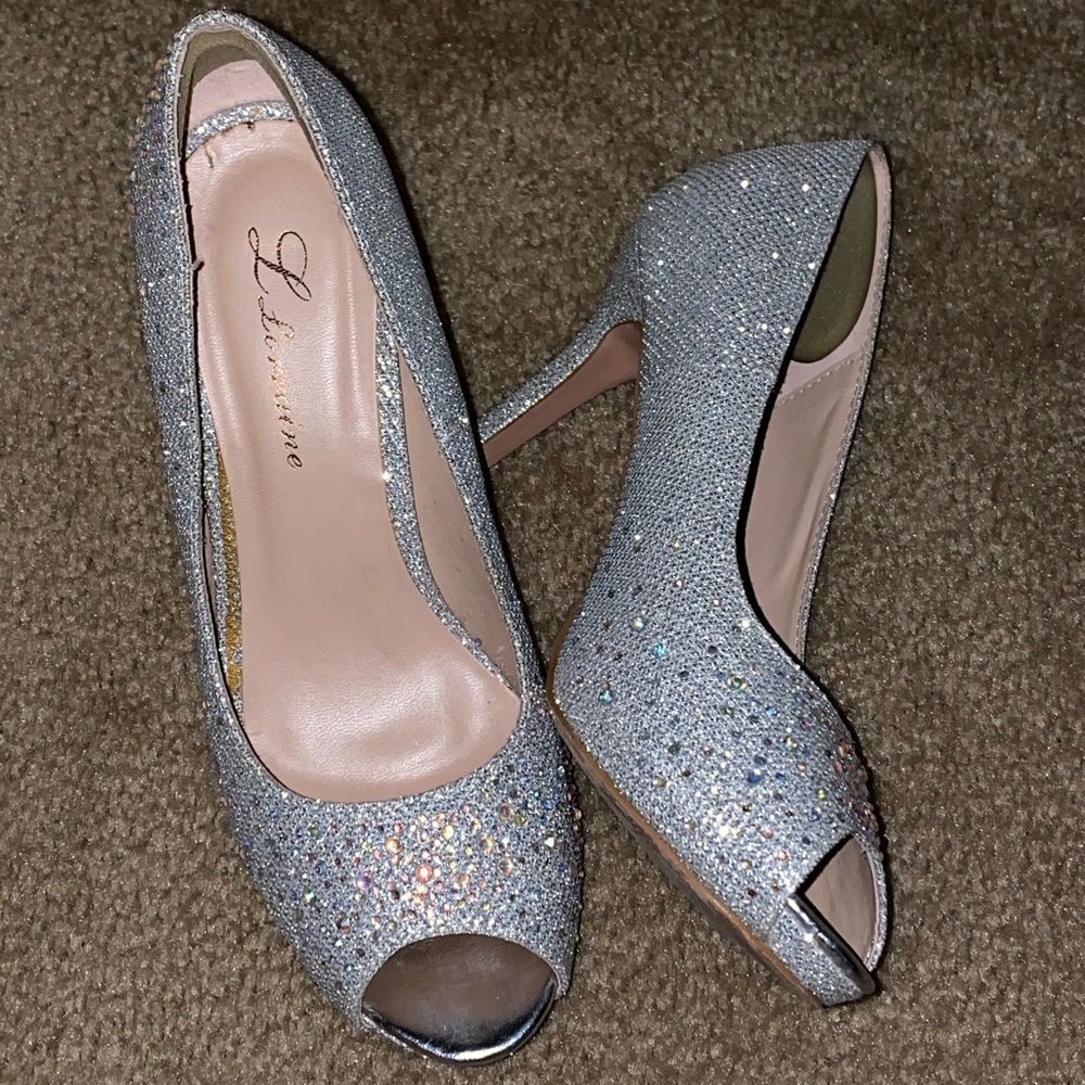 Sparkly silver heels